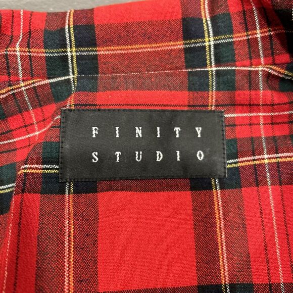 Finity Studio Red Plaid Jacket Blazer Zip Up Size 14 - Picture 3 of 4